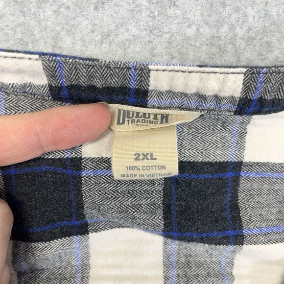 Duluth Trading Flannel Tunic Shirt Women’s 2XL Blue Gray White Plaid 31702 - Picture 3 of 10
